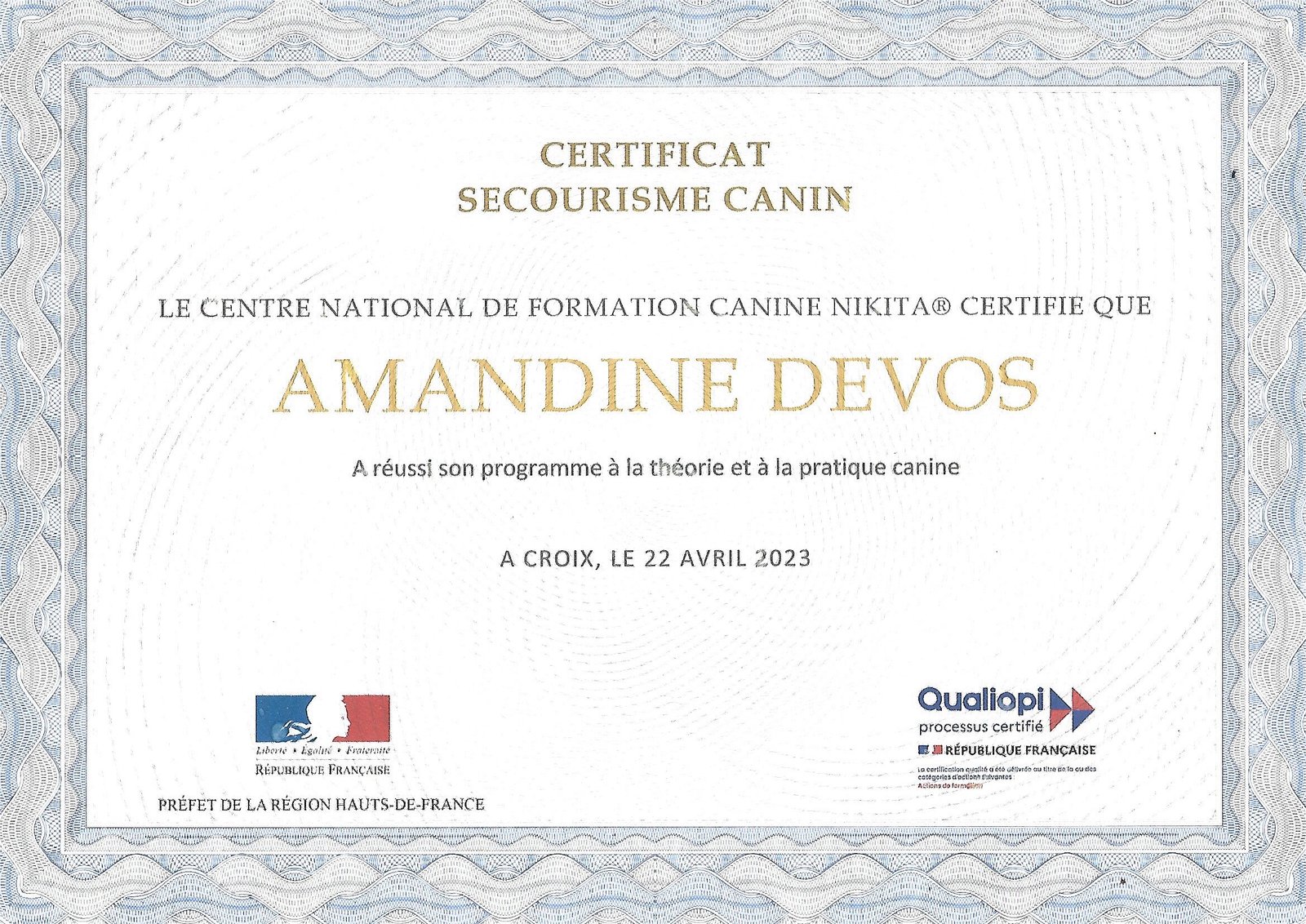 diplome secourisme canin